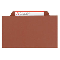 100% Recycled Pressboard Classification Folders, 2 Dividers, Legal Size, Red, 10-box