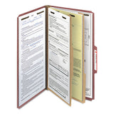 100% Recycled Pressboard Classification Folders, 2 Dividers, Legal Size, Red, 10-box