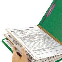 Six-section Pressboard Top Tab Classification Folders With Safeshield Fasteners, 2 Dividers, Legal Size, Green, 10-box