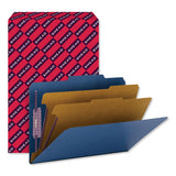 Six-section Pressboard Top Tab Classification Folders With Safeshield Fasteners, 2 Dividers, Legal Size, Dark Blue, 10-box