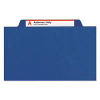 Six-section Pressboard Top Tab Classification Folders With Safeshield Fasteners, 2 Dividers, Legal Size, Dark Blue, 10-box