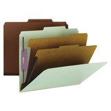 Pressboard Classification Folders With Safeshield Coated Fasteners, 2-5 Cut, 2 Dividers, Legal Size, Gray-green, 10-box