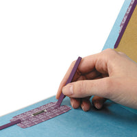 Eight-section Pressboard Top Tab Classification Folders With Safeshield Fasteners, 3 Dividers, Legal Size, Blue, 10-box