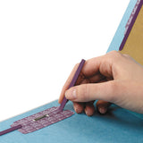 Eight-section Pressboard Top Tab Classification Folders With Safeshield Fasteners, 3 Dividers, Legal Size, Blue, 10-box
