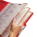 Eight-section Pressboard Top Tab Classification Folders With Safeshield Fasteners, 3 Dividers, Legal Size, Bright Red, 10-box