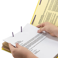 Eight-section Pressboard Top Tab Classification Folders With Safeshield Fasteners, 3 Dividers, Legal Size, Yellow, 10-box
