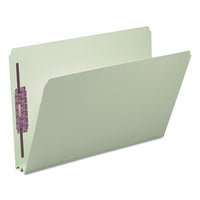 Recycled Pressboard Folders With Two Safeshield Coated Fasteners, Straight Tab, 2" Expansion, Legal Size, Gray-green, 25-box