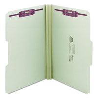 Recycled Pressboard Folders With Two Safeshield Coated Fasteners, 1-3-cut Tabs, 2" Expansion, Legal Size, Gray-green, 25-box