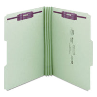 Recycled Pressboard Folders With Two Safeshield Coated Fasteners, 1-3-cut Tabs, 3" Expansion, Legal Size, Gray-green, 25-box