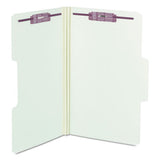 Supertab Pressboard 2-fastener Folders With Two Safeshield Coated Fasteners, 1-3-cut Tabs, Legal Size, Gray-green, 25-box
