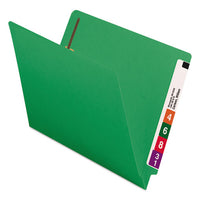 Heavyweight Colored End Tab Folders With Two Fasteners, Straight Tab, Letter Size, Green, 50-box