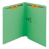 Heavyweight Colored End Tab Folders With Two Fasteners, Straight Tab, Letter Size, Green, 50-box
