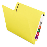 Heavyweight Colored End Tab Folders With Two Fasteners, Straight Tab, Letter Size, Yellow, 50-box