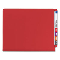End Tab Pressboard Classification Folders With Safeshield Fasteners, 2 Dividers, Letter Size, Bright Red, 10-box