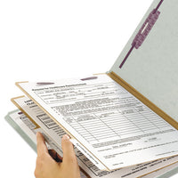 End Tab Pressboard Classification Folders With Safeshield Coated Fasteners, 2 Dividers, Letter Size, Gray-green, 10-box