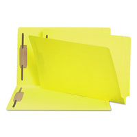 Heavyweight Colored End Tab Folders With Two Fasteners, Straight Tab, Legal Size, Yellow, 50-box