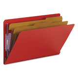 End Tab Pressboard Classification Folders With Safeshield Fasteners, 2 Dividers, Legal Size, Bright Red, 10-box