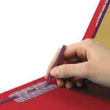 End Tab Pressboard Classification Folders With Safeshield Fasteners, 2 Dividers, Legal Size, Bright Red, 10-box