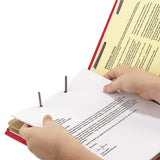 End Tab Pressboard Classification Folders With Safeshield Fasteners, 2 Dividers, Legal Size, Bright Red, 10-box