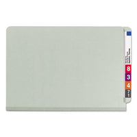 End Tab Pressboard Classification Folders With Safeshield Coated Fasteners, 2 Dividers, Legal Size, Gray-green, 10-box