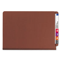 End Tab Pressboard Classification Folders With Safeshield Coated Fasteners, 2 Dividers, Legal Size, Red, 10-box