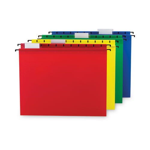 Poly Hanging Folders, 0.75" Expansion, Letter Size, 1-5-cut Tab, Assorted, 12-pack