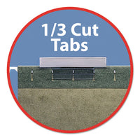 Hanging Folders, Letter Size, 1-3-cut Tab, Standard Green, 25-box