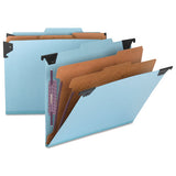 Fastab Hanging Pressboard Classification Folders, Letter Size, 2 Dividers, Blue