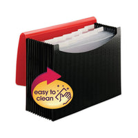 12-pocket Poly Expanding File, 0.88" Expansion, 12 Sections, 1-6-cut Tab, Letter Size, Black-red