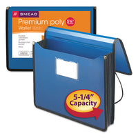 Poly Premium Wallets, 5.25" Expansion, 1 Section, Letter Size, Navy Blue