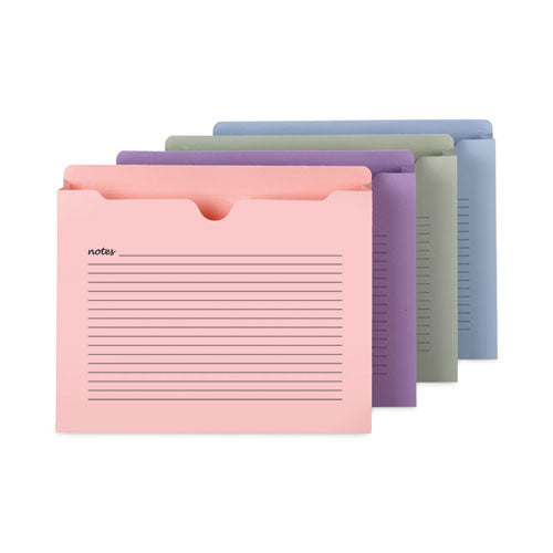 Notes File Jackets, Straight Tab, 2" Expansion, Letter Size, Assorted Colors, 12-pack