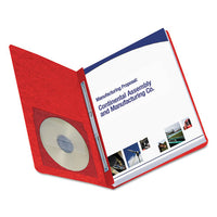 Side Opening Press Guard Report Cover, Prong Fastener, Letter, Bright Red