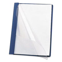 Poly Report Cover, Tang Clip, Letter, 1-2" Capacity, Clear-dark Blue, 25-box
