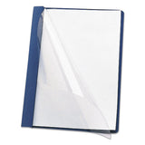 Poly Report Cover, Tang Clip, Letter, 1-2" Capacity, Clear-dark Blue, 25-box
