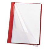 Poly Report Cover, Tang Clip, Letter, 1-2" Capacity, Clear-red, 25-box