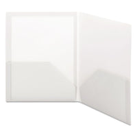 Frame View Poly Two-pocket Folder, 11 X 8 1-2, Clear-oyster, 5-pack