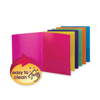 Poly Two-pocket Folders, 100-sheet Capacity, 11 X 8.5, Assorted, 6-pack