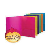 Poly Two-pocket Folders, 100-sheet Capacity, 11 X 8.5, Assorted, 6-pack