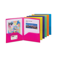 Poly Two-pocket Folders, 100-sheet Capacity, 11 X 8.5, Assorted, 6-pack