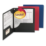 Lockit Two-pocket Folder, Textured Paper, 11 X 8 1-2, Dk Blue, 25-bx