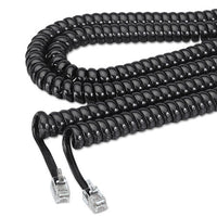 Coiled Phone Cord, Plug-plug, 12 Ft., Black