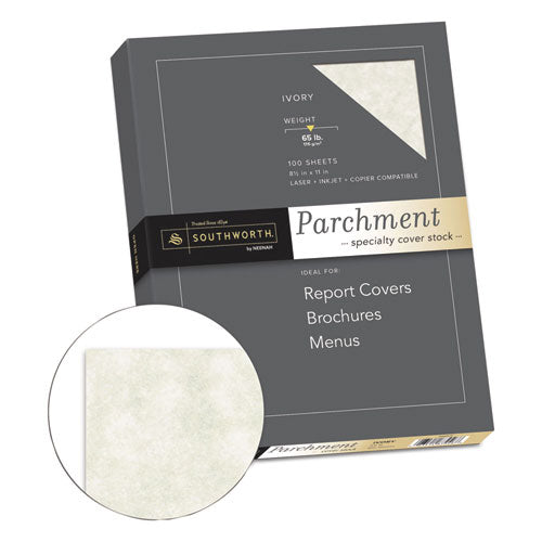 Parchment Specialty Paper, 65 Lb Cover Weight, 8.5 X 11, Ivory, 100/box