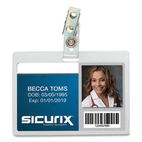 Self Laminating Badge Holder, Horizontal, 3.5 X 2.25, Clear, 25-pack