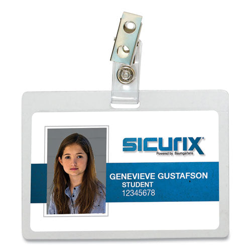 Self Laminating Badge Holder, Horizontal, 3.5 X 2.25, Clear, 25-pack