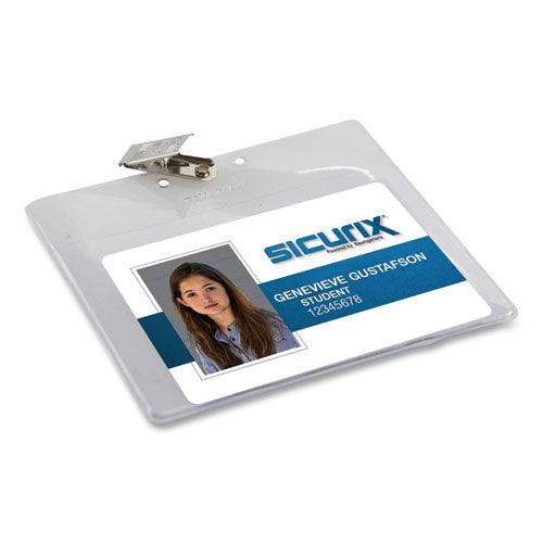 Sicurix Badge Holder, Horizontal, 3 X 4, Clear, 50-pack