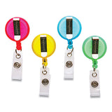 Id Slide-style Belt Clip Card Reels, 30" Extension, Round, Green-light Blue-pink-yellow