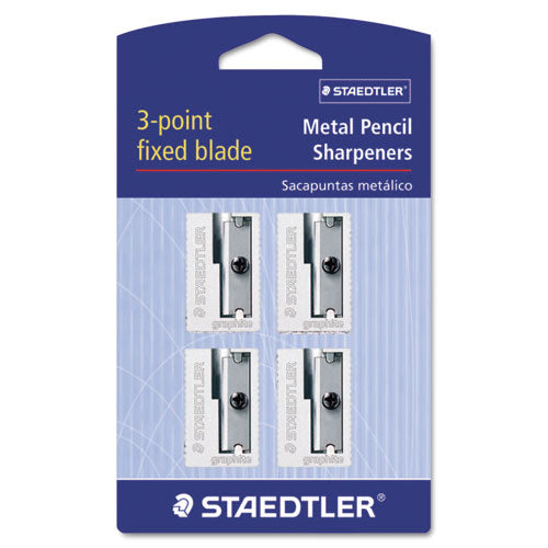 Handheld Metal Pencil Sharpener, 1.13" X 0.63" X 0.5", Silver, 4-pack