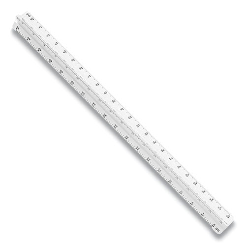 Triangular Scale Plastic Architects Ruler, 12", White