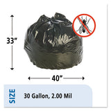Insect-repellent Trash Bags, 30 Gal, 2 Mil, 33" X 40", Black, 90-box