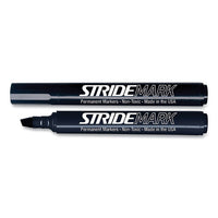 Stridemark Tank Permanent Marker, Broad Chisel Tip, Black, 12-pack